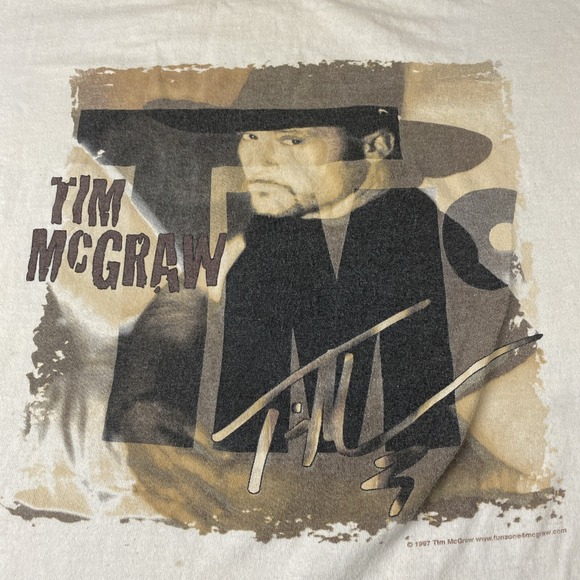 Vintage 1997 Tim McGraw T-shirt Sz XL Cronies made in USA stained*** yellowing - Picture 1 of 14